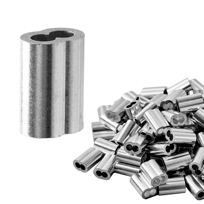 HSTECH 3/32"" (2.5mm) 100PCS Aluminum Crimping Loop Sleeve for Wire Rope, Cable Ferrule - Image 1